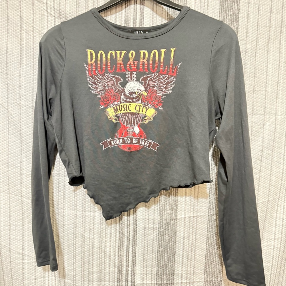 Bila Women's Gray Rock & Roll Long Sleeve Tee